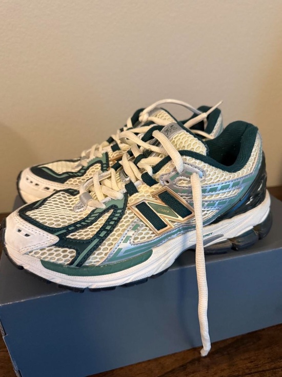 New Balance Shoes - New Balance White and Green Athletic Sneakers